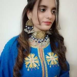 Amulet Choker Necklace & Earrings: Kuchi Afghan Jewelry Set